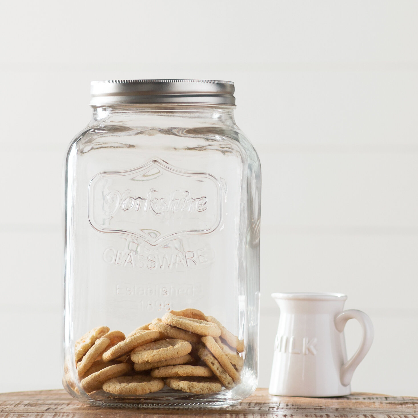 Set Of 3 Glass Containers With Decorative Metal Lids - K&K