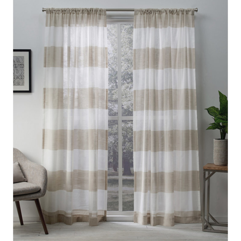 Paire de rideaux transparents avec passe-tringle Ghevont, Beige, l 50 po x L 96 po