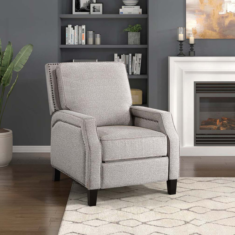 Push Back Reclining Chair Transitional Style Chenille Fabric Self-Reclining Motion Chair 1pc Cushion Seat Modern Living Room Furniture