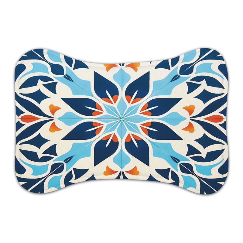 Moroccan Motifs - 1 Piece Bone Shape Feeding Mat, Small (14")
