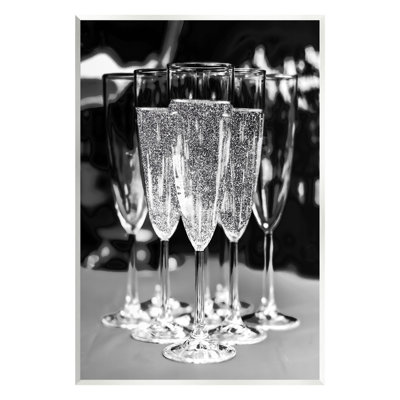 «Glam Champagne Flutes», art mural sur bois par Lil 'Rue