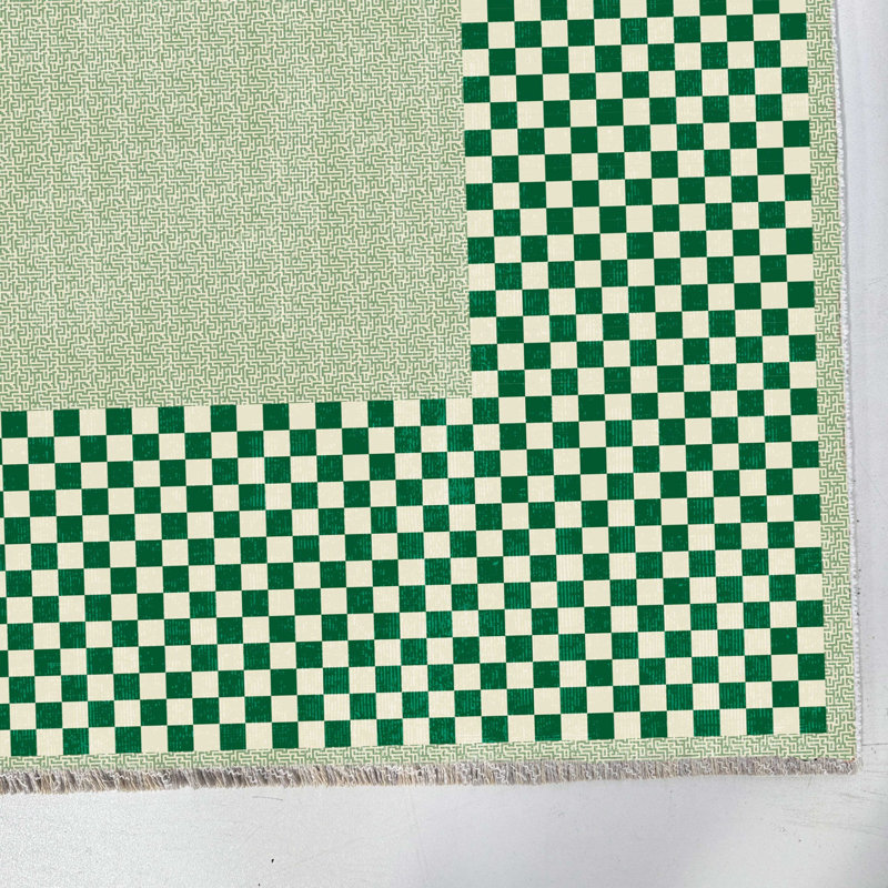 Tapis de couloir de cuisine moderne en chenille vert avec tapis antidérapant lavable, Tapis de couloir 2 pi 8 po x 8 pi 3 po