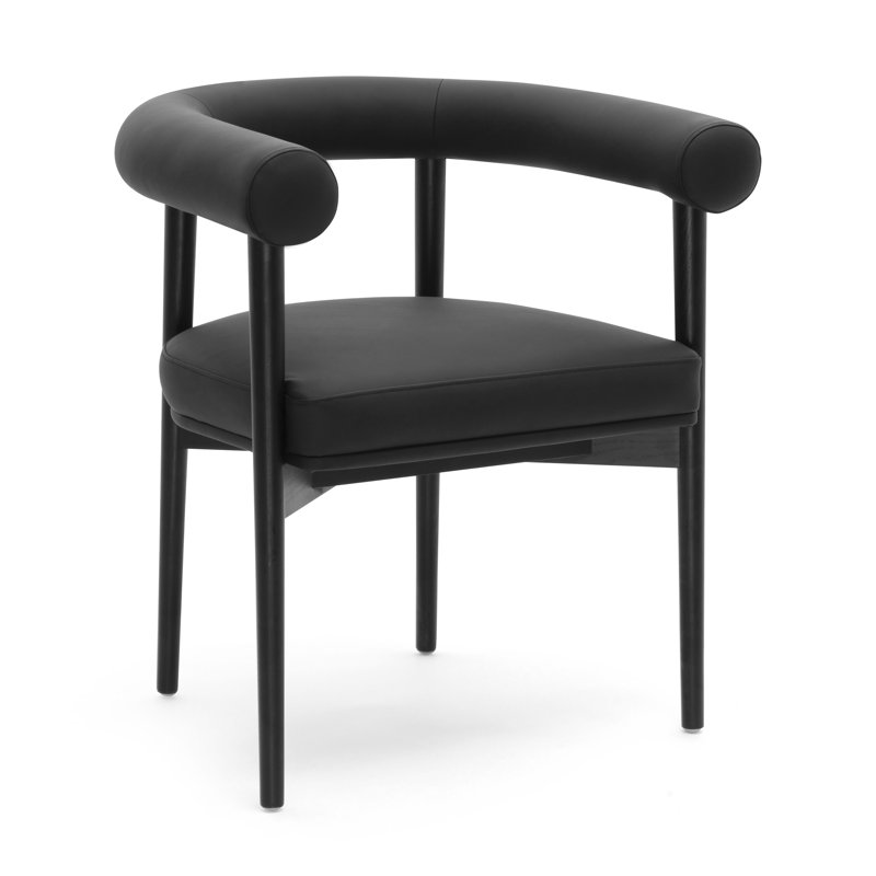 Chaise en cuir Spara, Noir, Noir