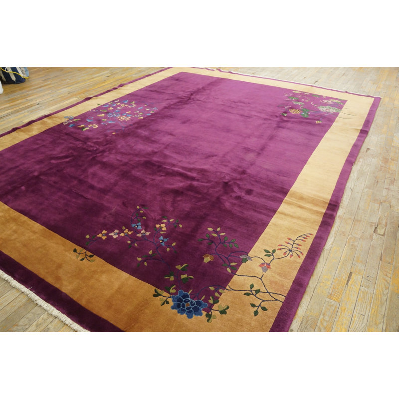 Antique Chinese - Art Deco Medium Wool Purple Rug
