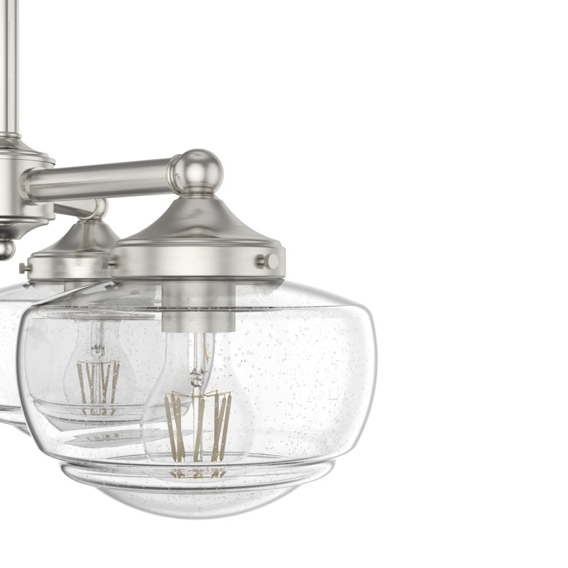 Plafonnier lustre 3 lumières Hunter Saddle Creek, Nickel brossé, Transparent
