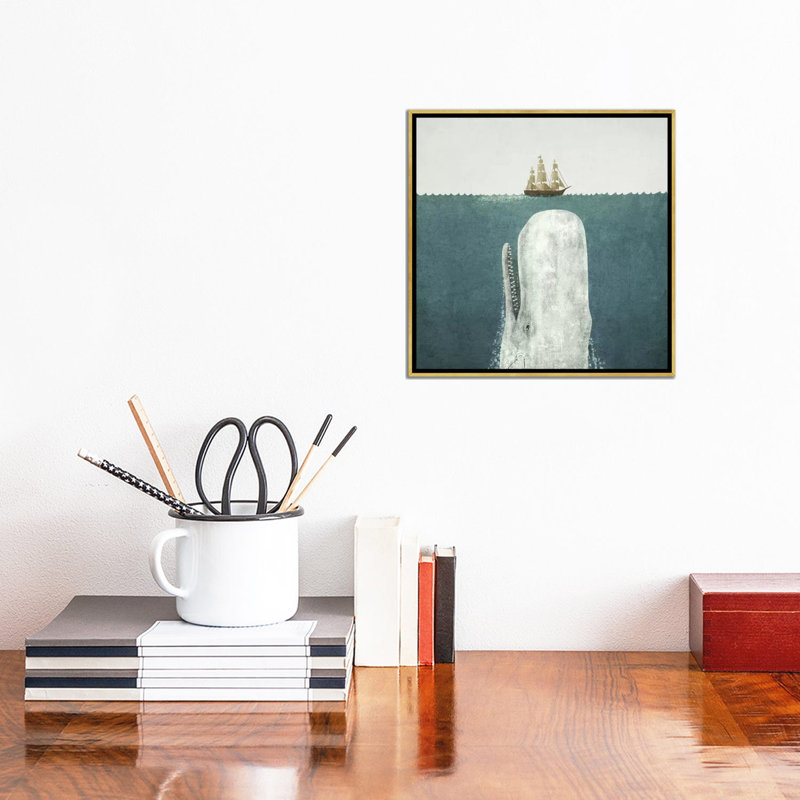 « white baleine », impression sur toile tendue, Toile avec cadre doré, H 12 po x l 12 po x P 1,5 po