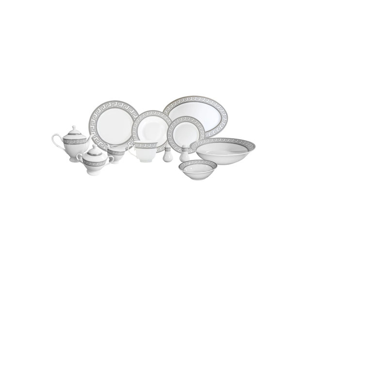 Bobbye 57 Piece Dinnerware Set - Service for 8, Silver