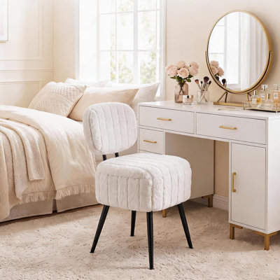 Chaise de coiffeuse avec rangement, petit tabouret de maquillage avec dossier