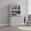 Élégant garde-manger de 70,9 po de hauteur avec support pour micro-ondes, tablettes réglables et tiroirs - Solution de rangement moderne en gris et chêne-666343103