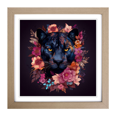 Panther Floral Art - Framed Print