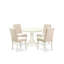 L'ensemble de table de salle à manger 5 pièces pour 4 personnes comprend une table de cuisine ronde avec piédestal et 4 chaises rembourrées en tissu de lin beige clair, lin blanc-1243050150-1243050151-1326178731