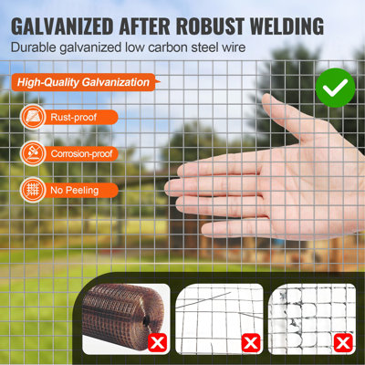 Hardware Cloth, 1/2 inch 24in x 100 ft 19 Gauge, Hot Dipped Galvanized Wire Mesh Roll, Chicken Wire Fencing, Wire Mesh for Rabbit Cages, Garden, Small Rodents