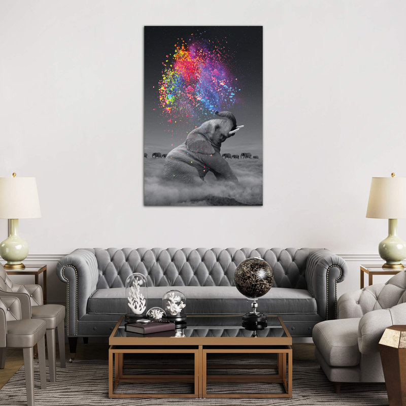 Elephant - Color Explosion by Soaring Anchor Designs - Wrapped Canvas Print, 101.6 cm H x 66.04 cm W x 1.91 cm D