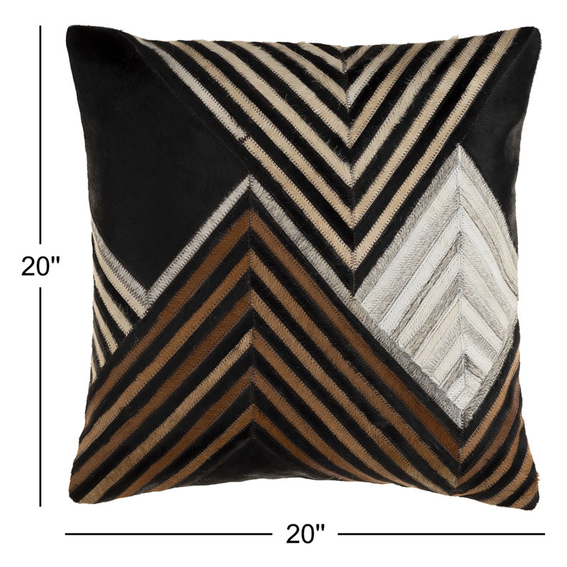 Coussin Coleridge, Duvet, Noir / chevron brun