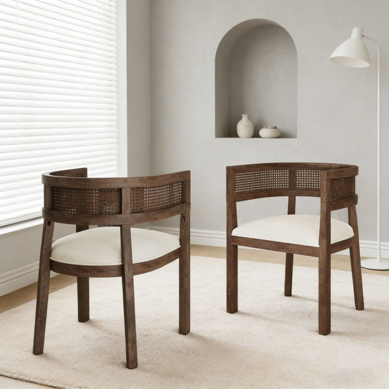 Chaise de salle à manger, Beige et noyer
