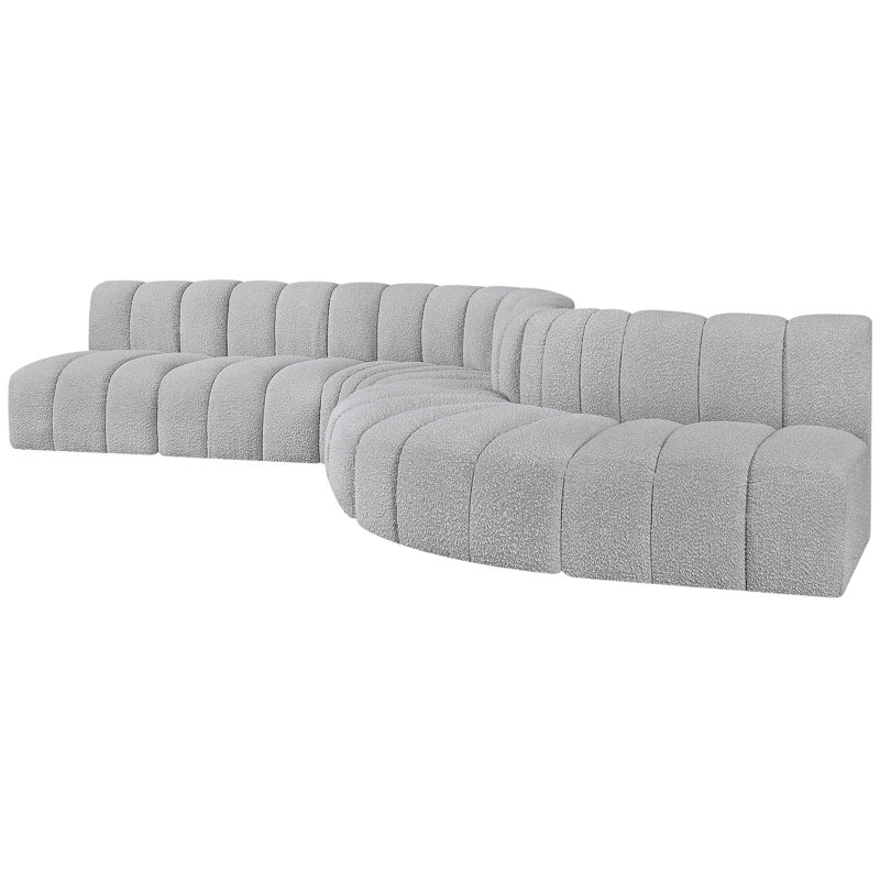 Canapé et méridienne rembourrés Hrishaan, Tissu gris bouclé