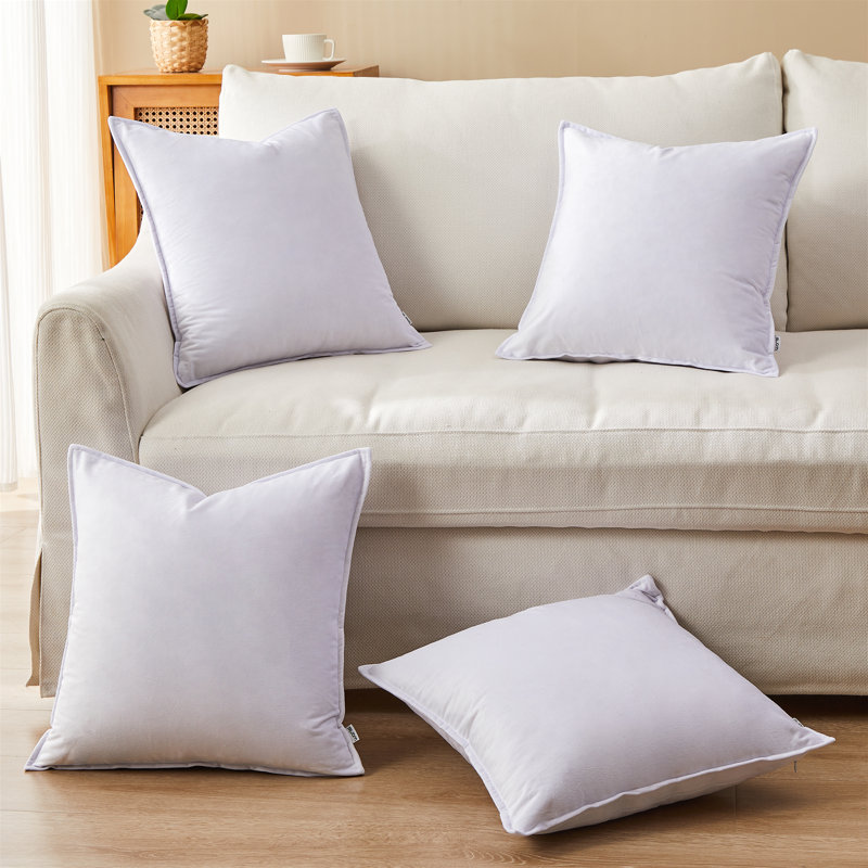 Set Of 4 Throw Velvet Cushion Covers, 16"H x 16"W, White