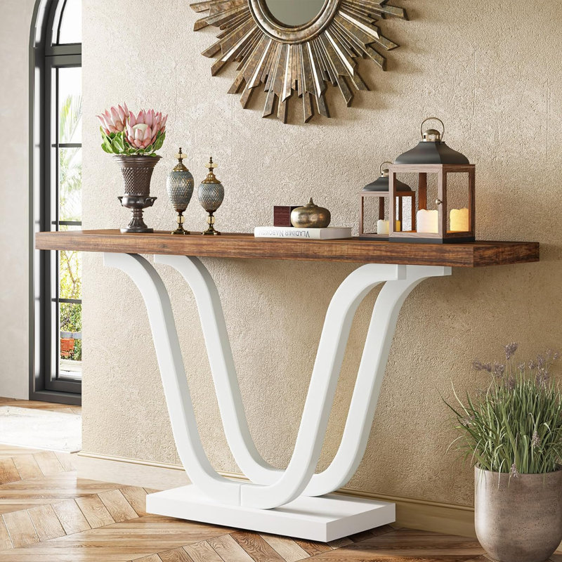 140cm Console Table, Brown, White