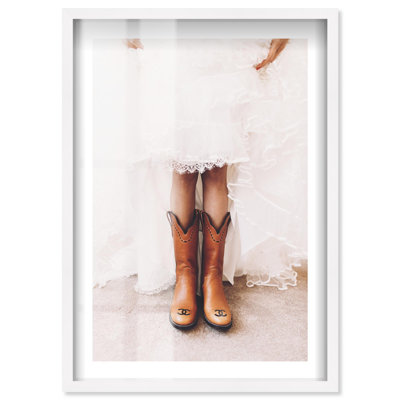 Her Favorite Boots Shadowbox Print Desert Wall Decor by Notoriart, White Frame, 25 x 37