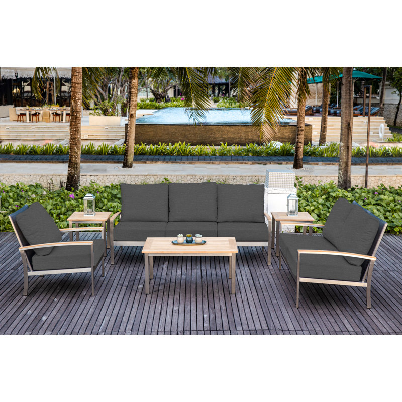 Avanti Stainless Steel Sling Outdoor Deep Seating Lounge Chair, Cast Charcoal