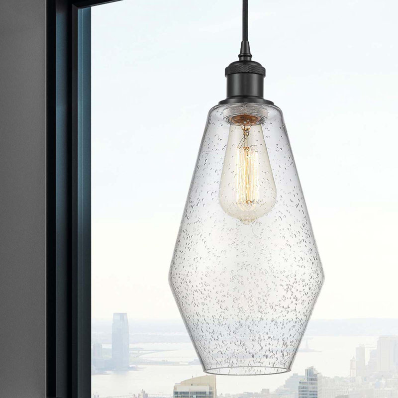 Luminaire suspendu simple à 1 lumière Gabbie, Noir mat