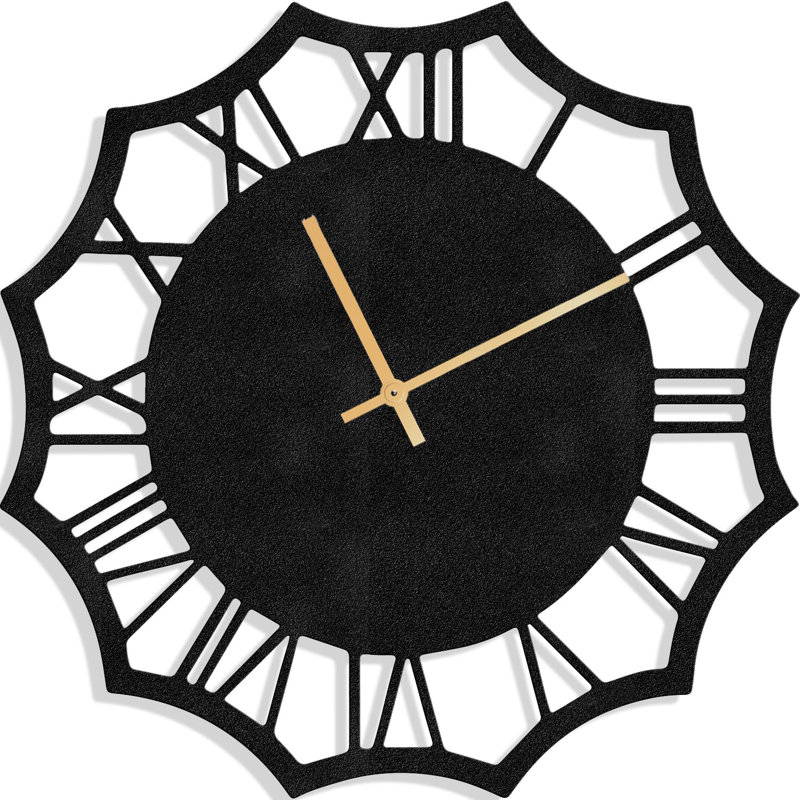 Metal Wall Clock, 30" W x 30" H, Black