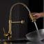 Robinet de cuisine éblouissant doré avec bec rétractable, dispositif de réglage à levier unique, bec pivotant à 360 °, valve en céramique, contrôle d'évier scintillant d'aspect contemporain, insert rotatif à degrés, style