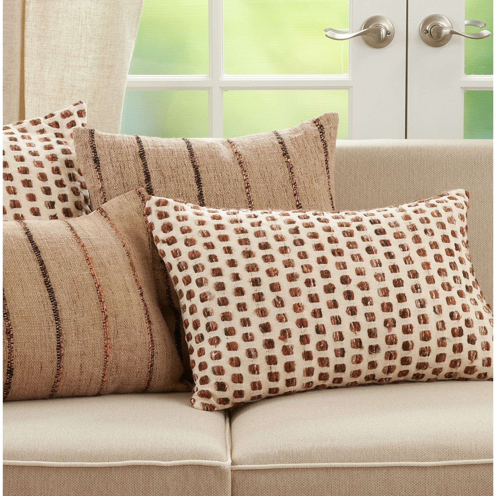 June Collection Geometric Cotton Lumbar Throw Pillow, Down Blend