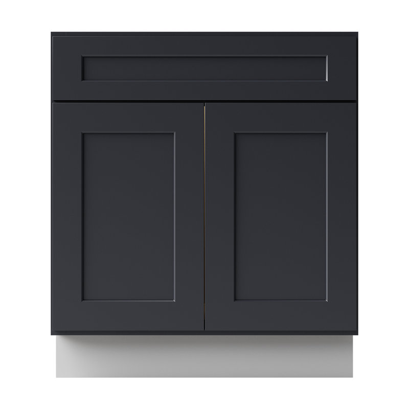 Armoire de cuisine à base d'évier en bois massif de bouleau Nior et portes à fermeture en douceur de style Shaker Sinber l 30 po x H 34,5 po x P 24 po, prêt à assembler