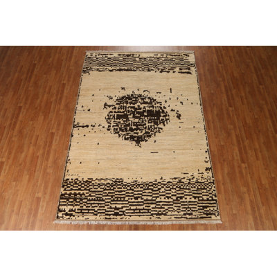Ivory Wool Moroccan Area Rug 7x10