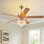 Ventilateur de plafond 52 pouces à 5 pales en cristal avec télécommande et lumière