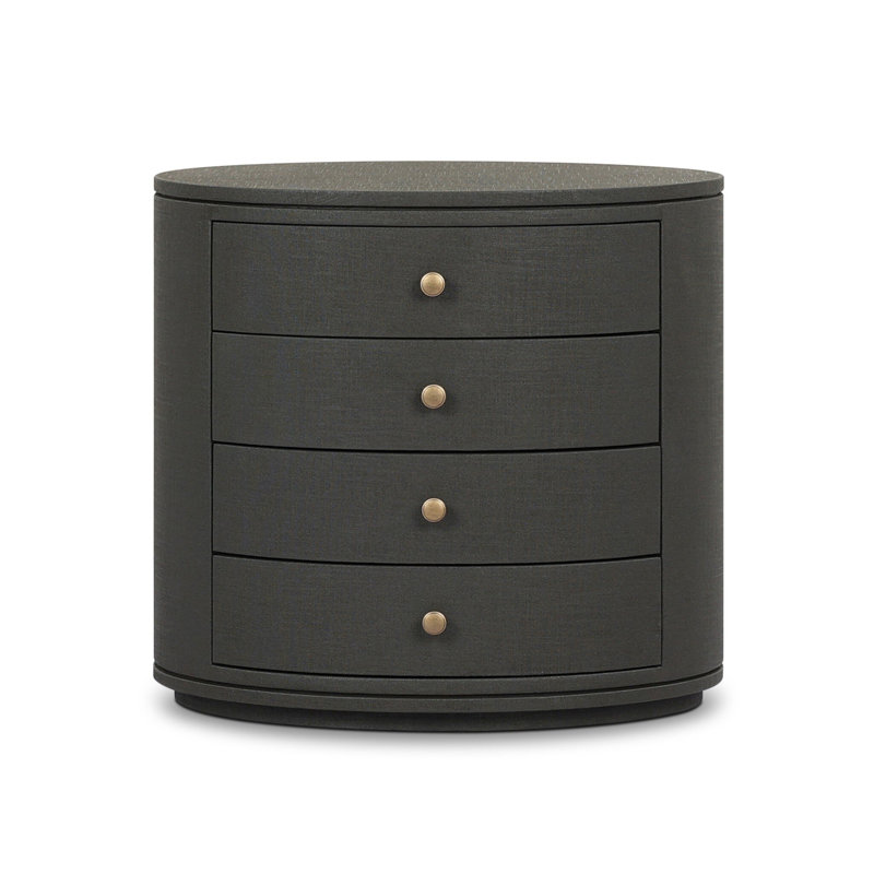 Amelia 4 - Drawer Nightstand, Dark Green Lacquered Linen