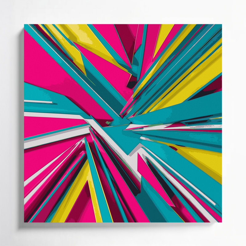 «Geometric Abstraction 82», art mural sur toile rose, H 12 po x l 12 po