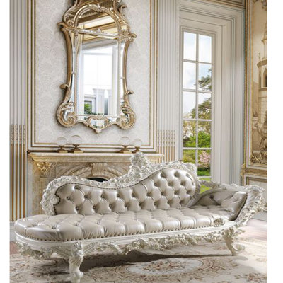 Banc Quentin, polyuréthane beige et finition blanc antique