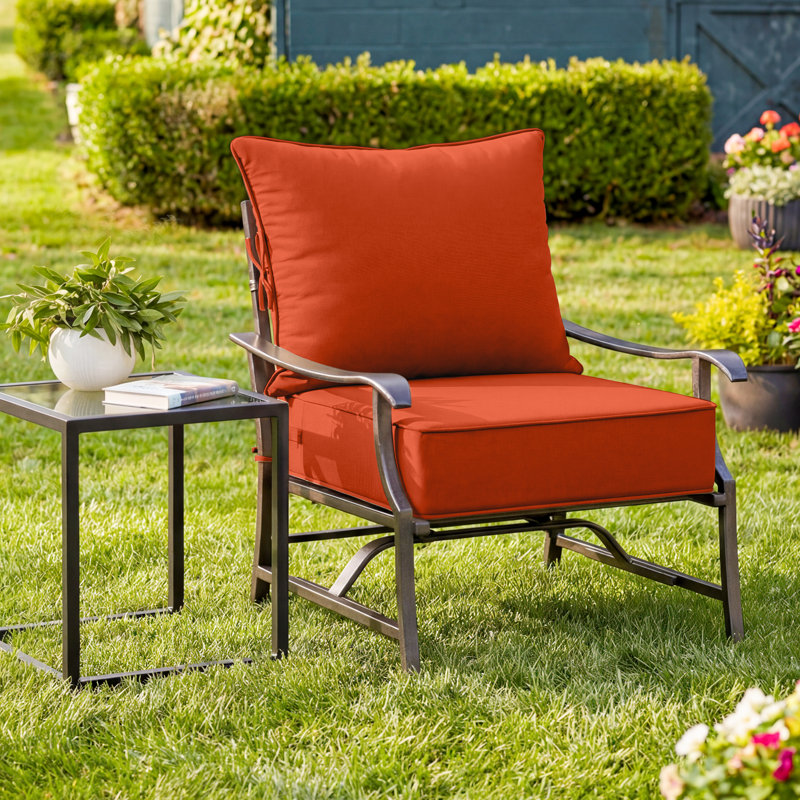 Ensemble de coussins de siège d'extérieur Wynee, 5", Orange, 24" W x 24" D