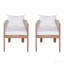 Chaise de salle à manger d'extérieur en bois, corde beige avec coussin beige, ensemble de 2