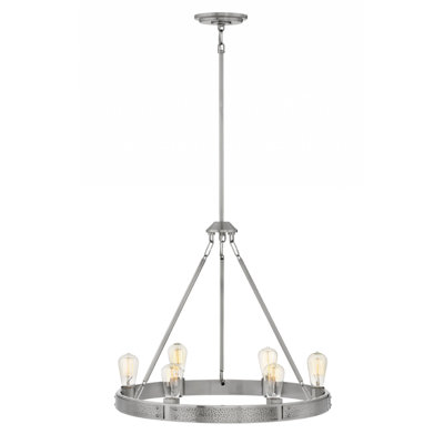 Everett 6 - Light Unique / Statement Wagon Wheel Chandelier
