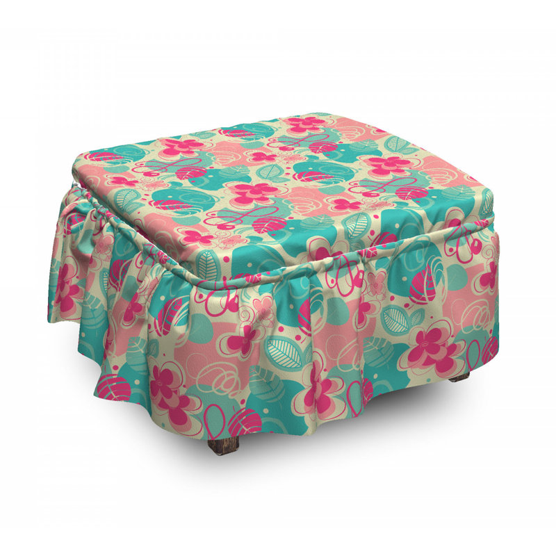 Housse pour repose-pieds feuilles de feuillage doodle