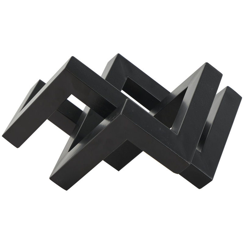 Mishak Metal Abstract Shaped Geometric Decorative Sculpture, Black