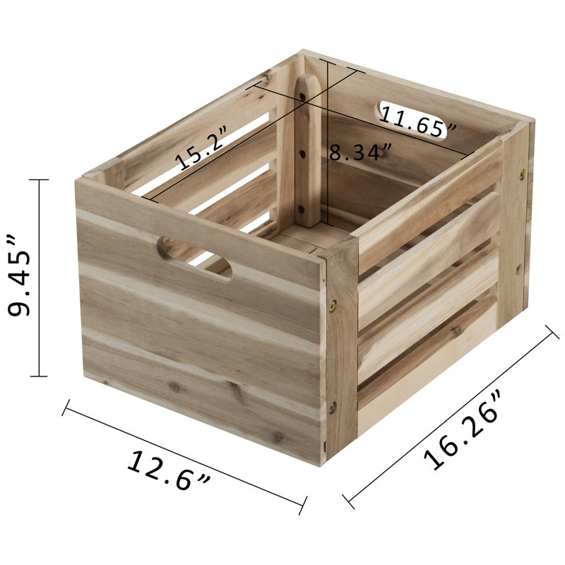 Caisse en bois massif Millwood Pines, Inachevé