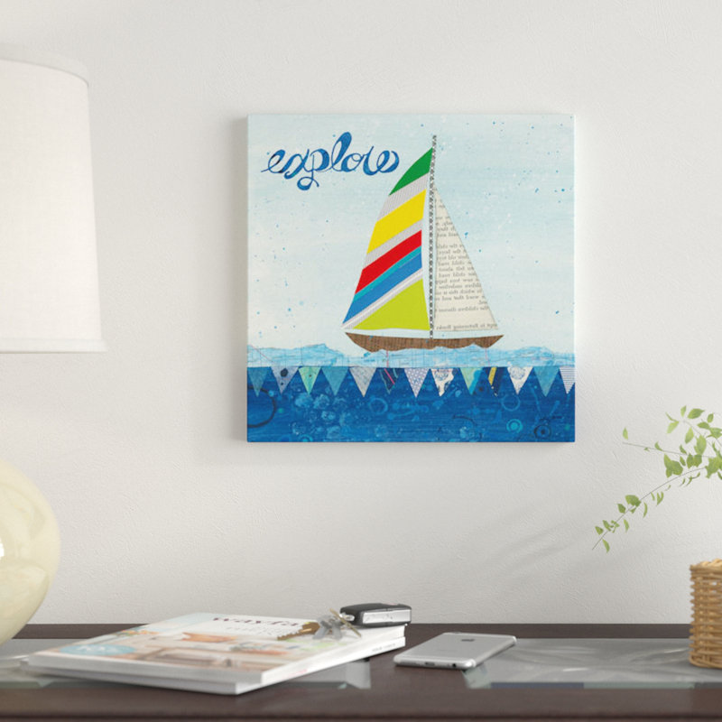 « arc-en-ciel spinnakers iv », impression sur toile, H 12 po x l 12 po x P 0,75 po, Toile avec cadre noir, Pas de tapis