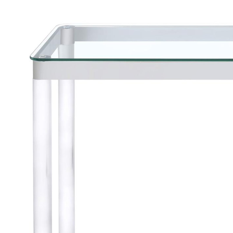 Table de canapé Naijah avec tablette inférieure chromée et transparente