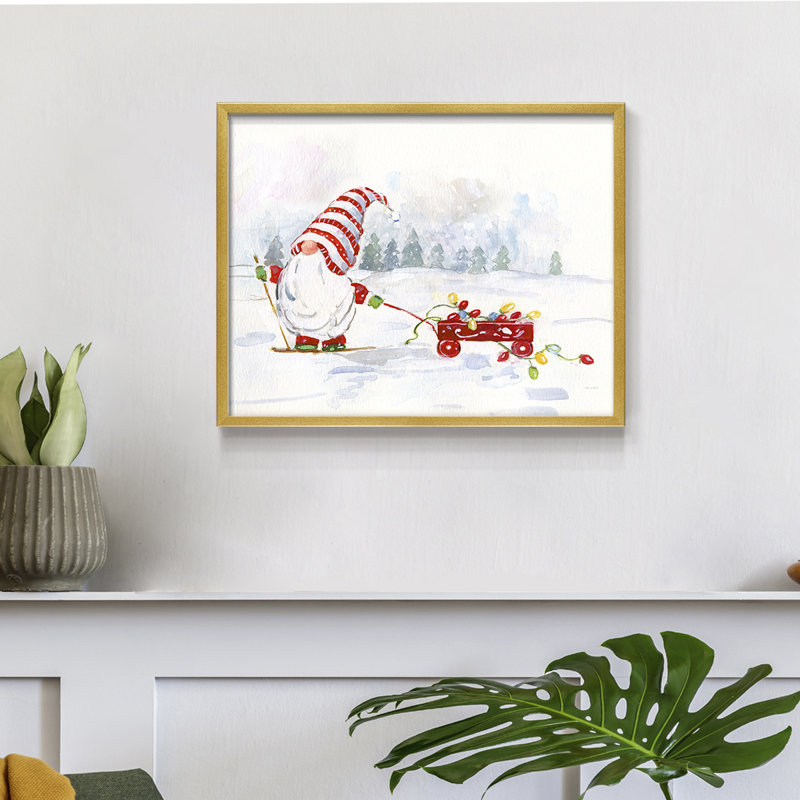 Gnome d'hiver II - reproduction encadrée - réaménageable, H 11 po x l 14 po