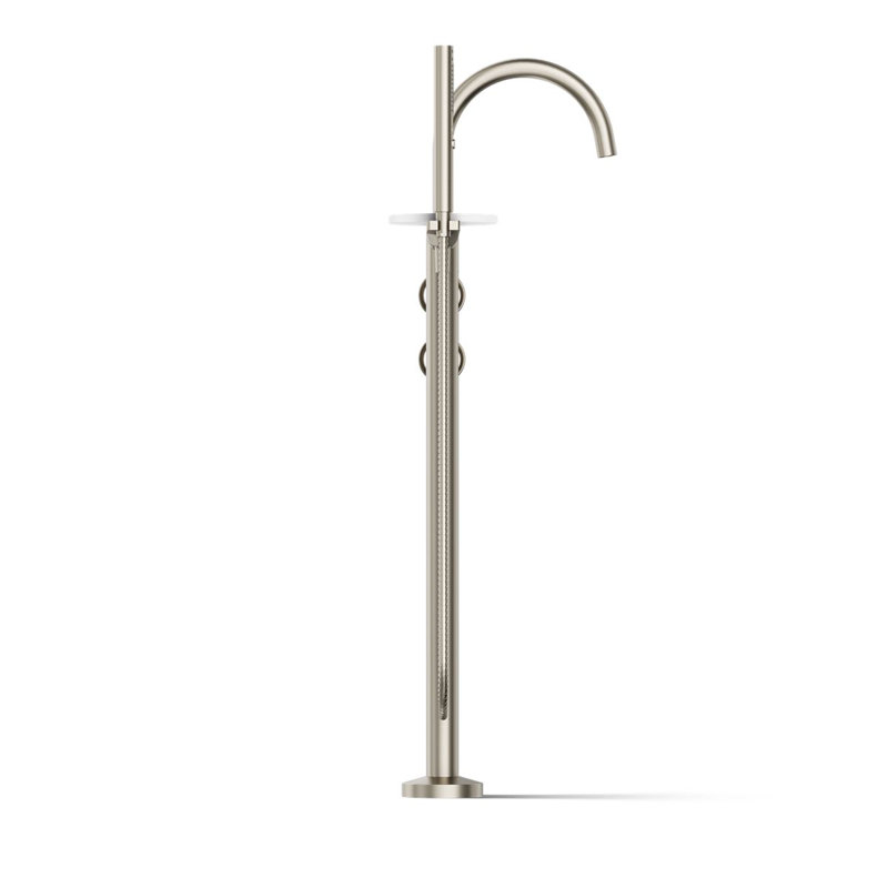Components Floor-Mount Bath Filler Trim, Vibrant Brushed Nickel, Wheel Handle