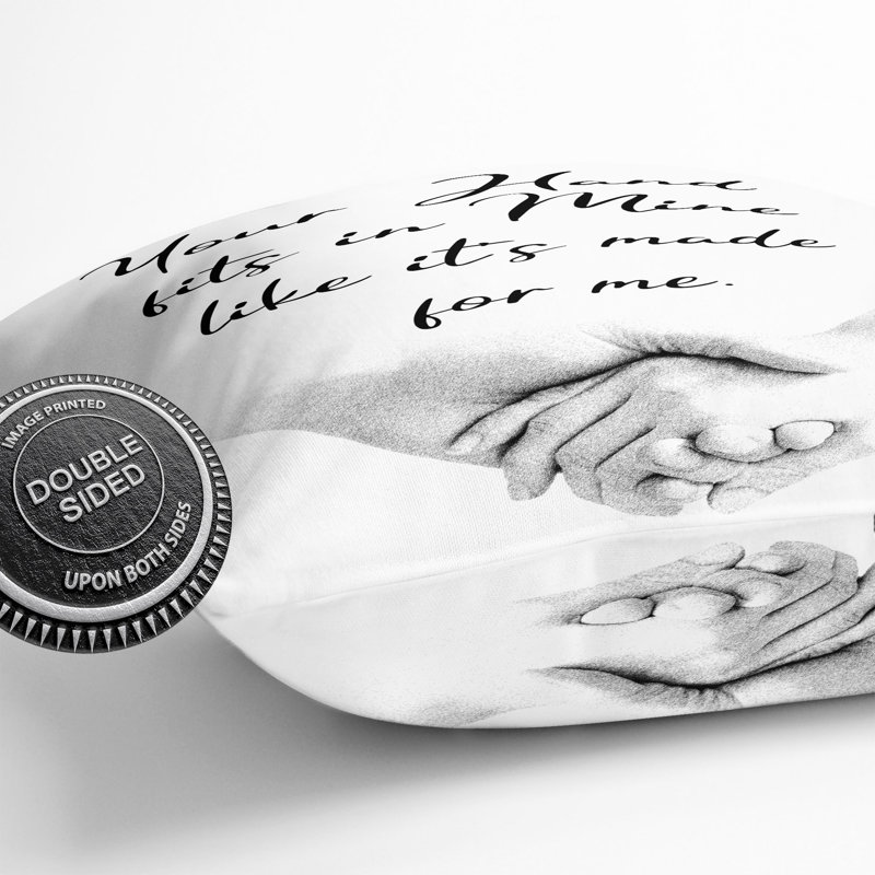 Your Hand Fits In Mine Typography Square Throw Cushion, 40cm H x 40cm W x 15cm D