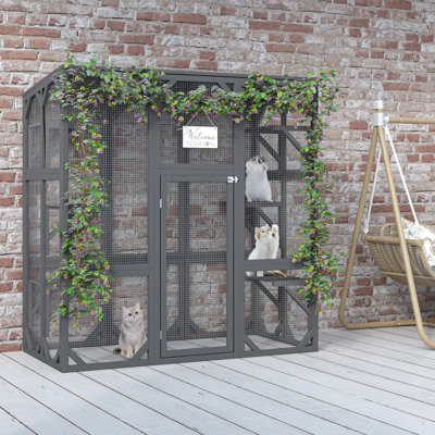 Cage à chat en bois pour l'extérieur