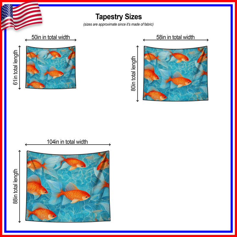 Tapisserie murale Goldfish, 68in H x80in W with 4 Grommets