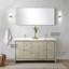 Meuble-lavabo double rustique l 60 po x P 20 po, comptoir en quartz blanc, robinet en nickel brossé, miroir de 55 po - pratique à long terme avec robinet et grattoir et teinture