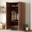 Armoire-penderie 2 portes en bois avec 3 tablettes de rangement, brun