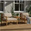 Ensemble rustique en bois d'acacia: 2 chaises en corde + table d'appoint à lattes pour l'extérieur